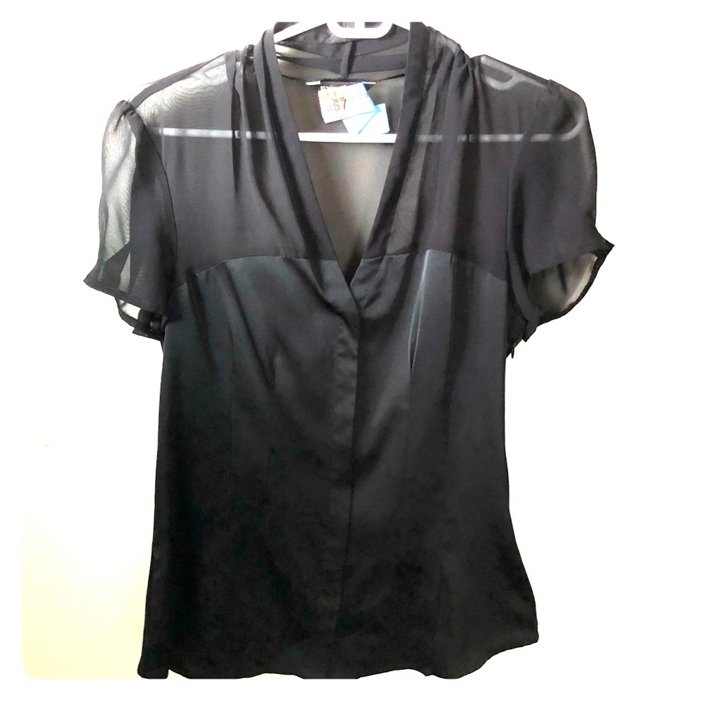 Black satin and sheer Express top (S)